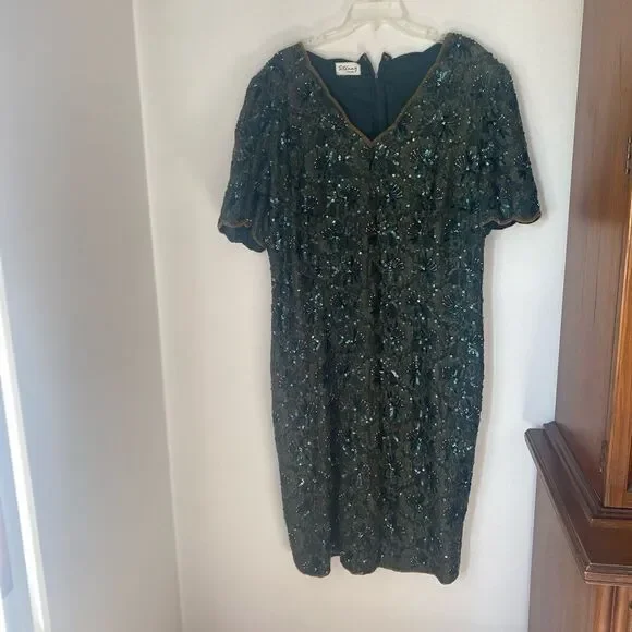 Vintage Stenay plus size green sequin dress - Picture 2 of 12